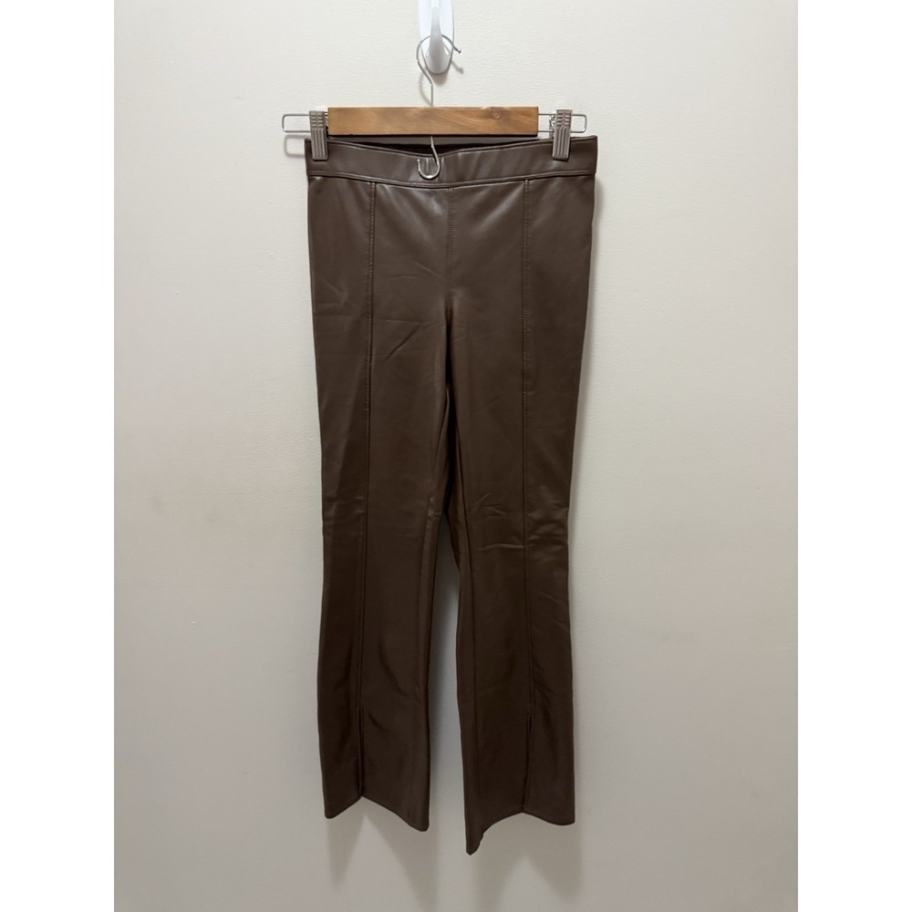 Abercrombie Kids Brown Faux Leather Pants Straight Leg Front Slit‎ Size 11/12